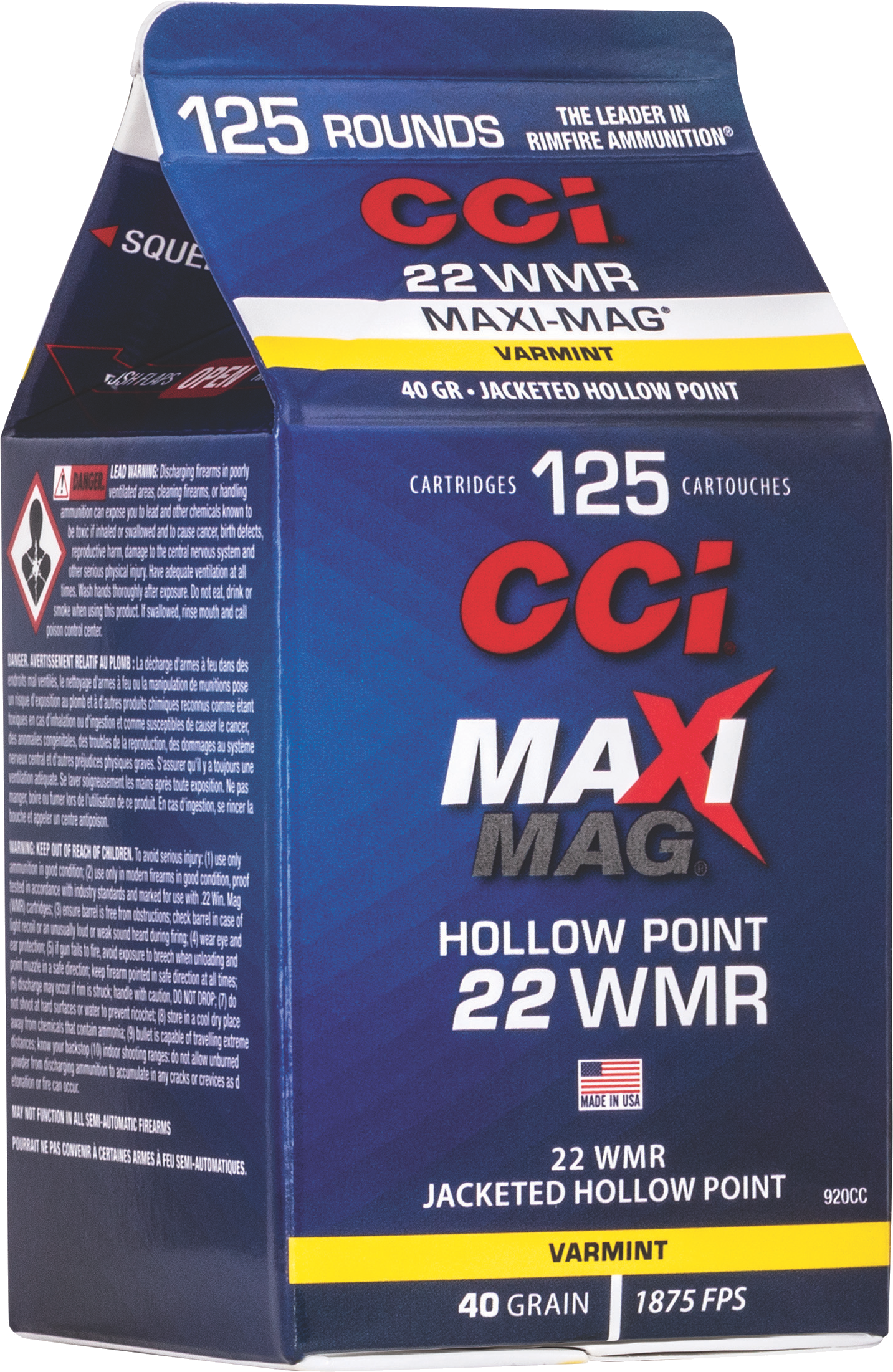 Cci .22 WMR 40gr JHP – 125rd
